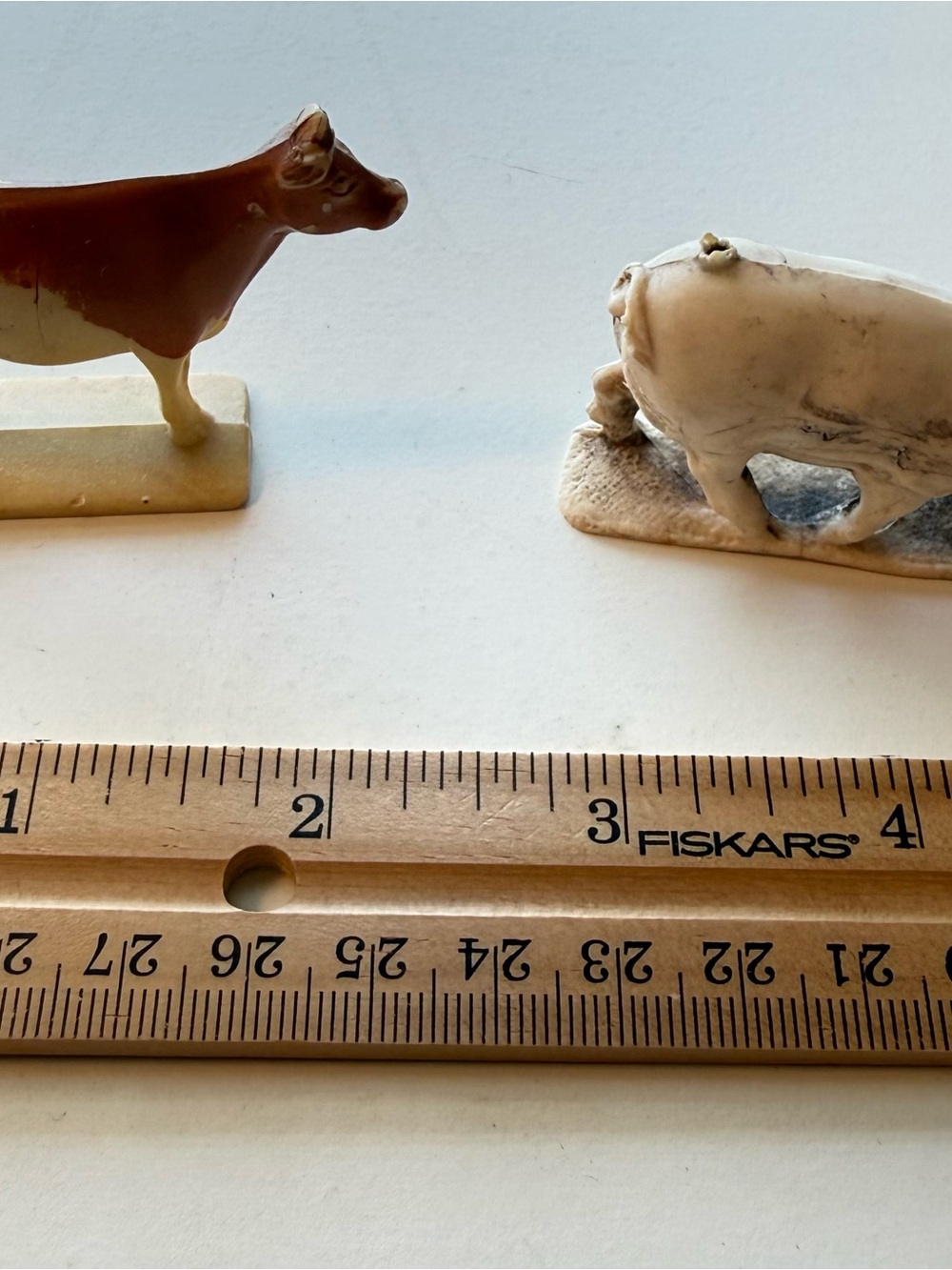 Antique Vintage Plastic Farm Animal Figurines - Cows and Pig/1950's